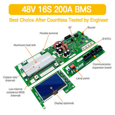 16S 48V Smart BMS cho hệ thống năng lượng mặt trời 100A 200A LiFePO4 Hệ thống quản lý pin
