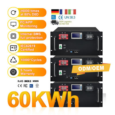 Cổng truyền thông CAN 51.2V 100Ah 150Ah 280Ah LiFePO4 pin cho hệ thống năng lượng mặt trời
