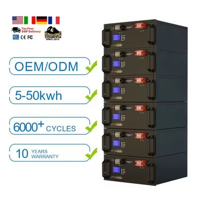Tuổi thọ 6000 lần 51.2V 300ah 100Ah Lifepo4 pin lithium ion cho năng lượng mặt trời